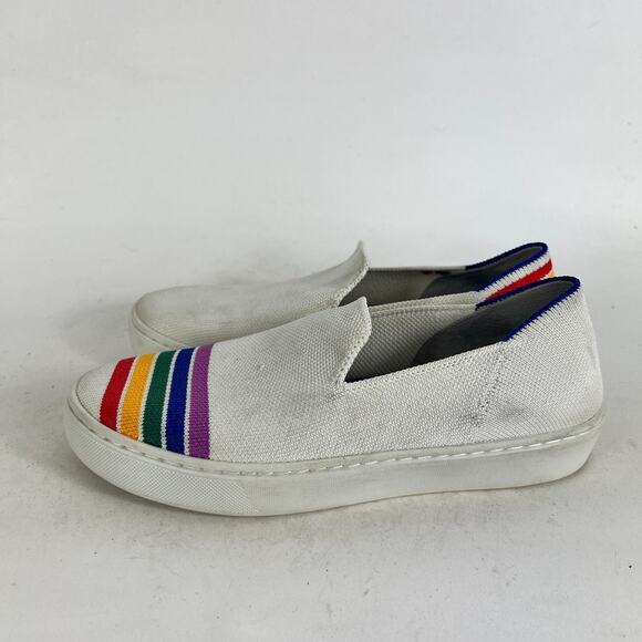 Rothy's SF Pride Rainbow Sneakers Women's 5 White Slip-On Low Top Running Shoes - Picture 5 of 10